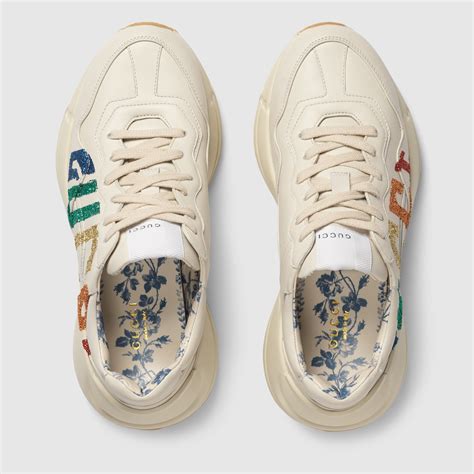 gucci rhyton glitter gucci leather sneaker|gucci rhyton sneakers mickey mouse.